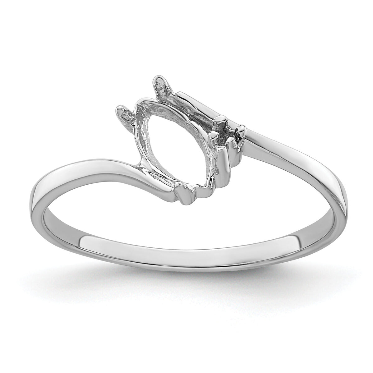 14k White Gold Diamond / 7x3.5mm Marquise Gemstone Ring Mounting-Y4746