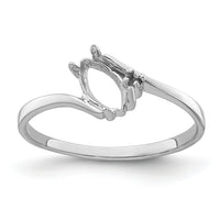14k White Gold Diamond / 7x3.5mm Marquise Gemstone Ring Mounting-Y4746