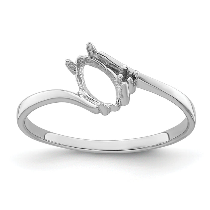 14k White Gold Diamond / 7x3.5mm Marquise Gemstone Ring Mounting-Y4746