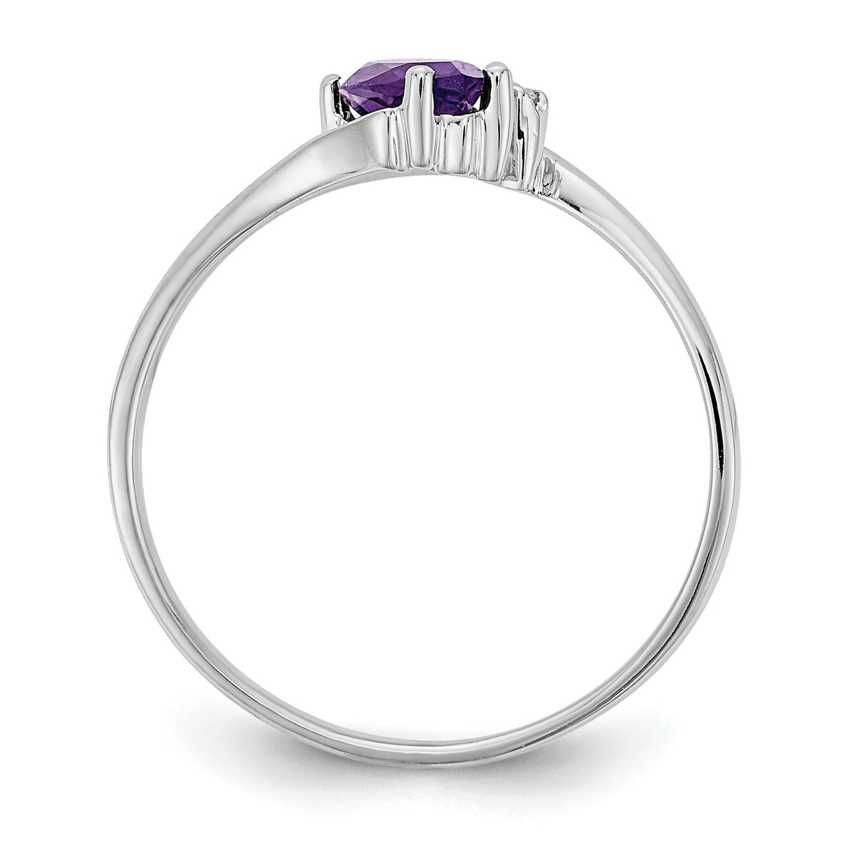 14k White Gold 7x3.5mm Marquise Amethyst AA Diamond ring-Y4746AM/AA