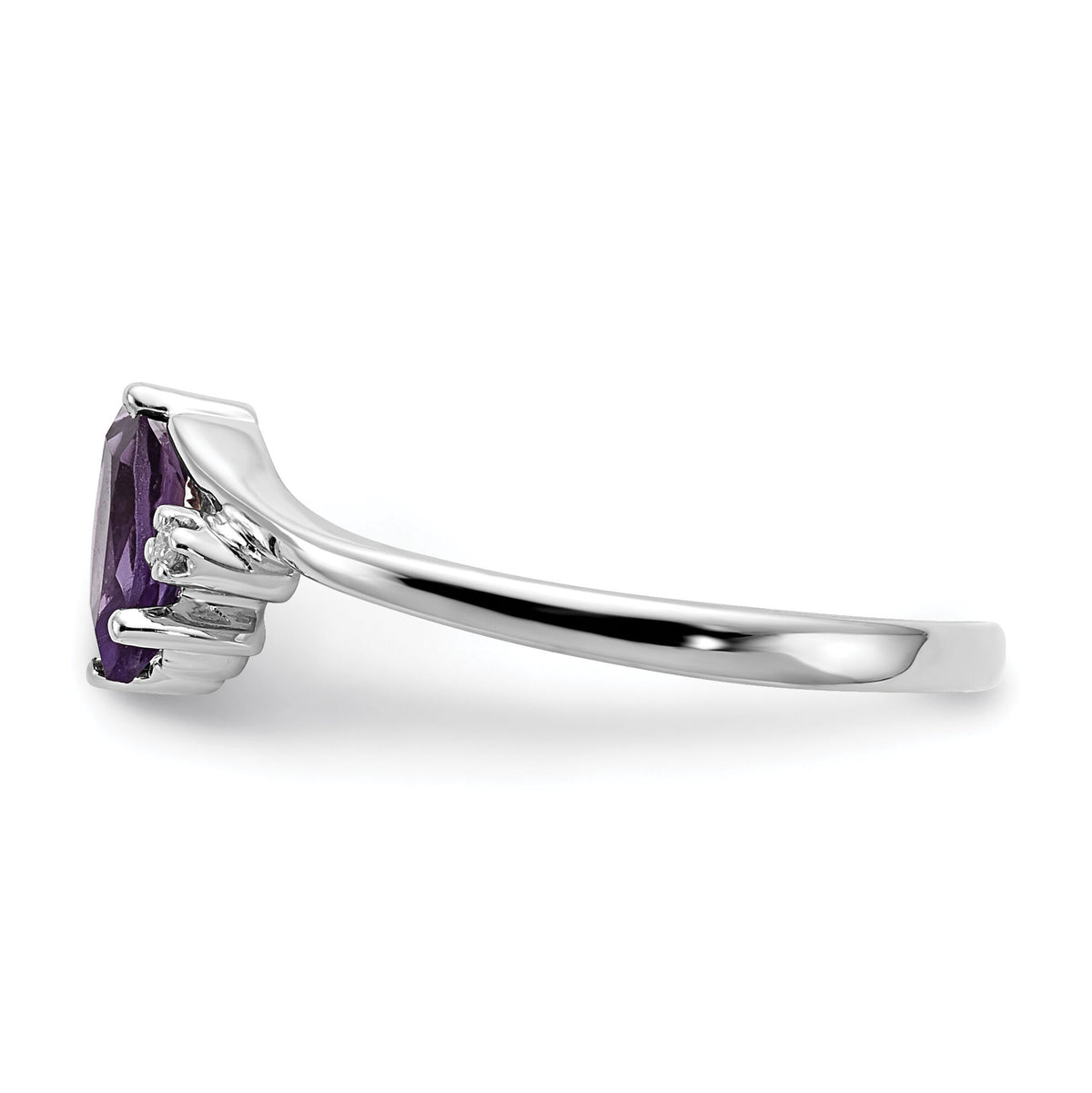 14k White Gold 7x3.5mm Marquise Amethyst AA Diamond ring-Y4746AM/AA