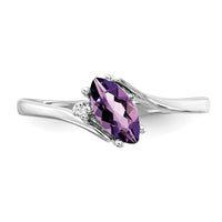 14k White Gold 7x3.5mm Marquise Amethyst AA Diamond ring-Y4746AM/AA