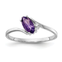 14k White Gold 7x3.5mm Marquise Amethyst AA Diamond ring-Y4746AM/AA