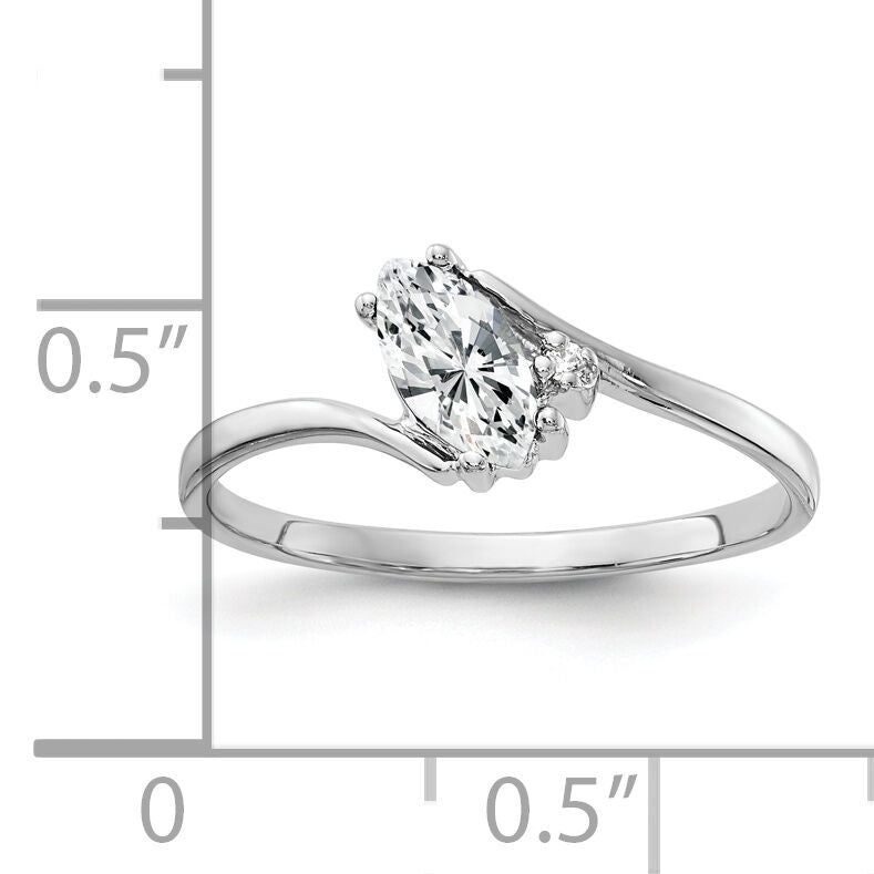 14k White Gold 7x3.5mm Marquise Cubic Zirconia AA Diamond ring-Y4746CZ/AA