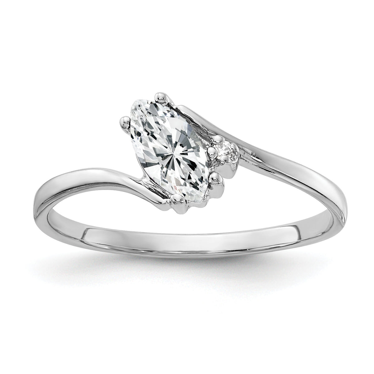 14k White Gold 7x3.5mm Marquise Cubic Zirconia AA Diamond ring-Y4746CZ/AA