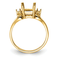 14k Diamond / 8x6mm Emerald-cut Gemstone Ring Mounting-Y4749