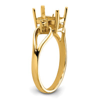 14k Diamond / 8x6mm Emerald-cut Gemstone Ring Mounting-Y4749