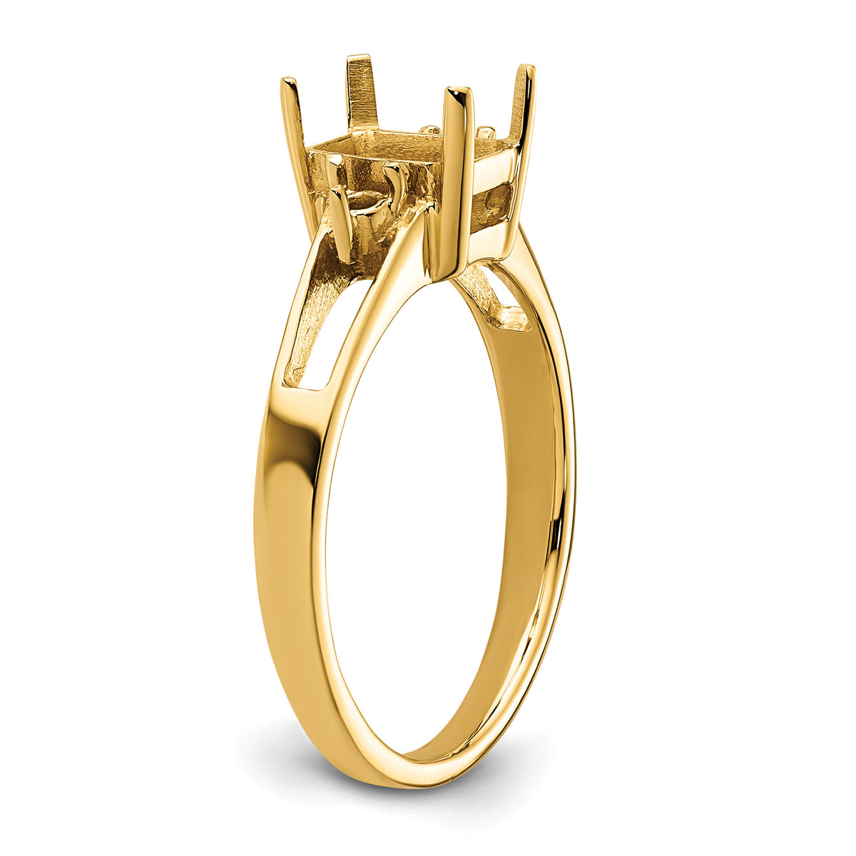 14k Diamond / 7x5mm Emerald-cut Gemstone Ring Mounting-Y4757