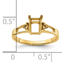 14k Diamond / 7x5mm Emerald-cut Gemstone Ring Mounting-Y4757