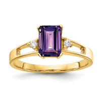 14k 7x5mm Emerald Cut Amethyst A Diamond ring-Y4757AM/A
