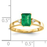 14k 7x5mm Emerald Cut Emerald AA Diamond ring-Y4757E/AA