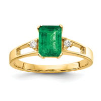 14k 7x5mm Emerald Cut Emerald AA Diamond ring-Y4757E/AA
