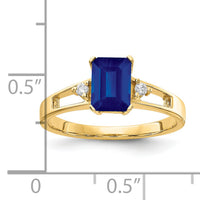 14k 7x5mm Emerald Cut Sapphire AA Diamond ring-Y4757S/AA