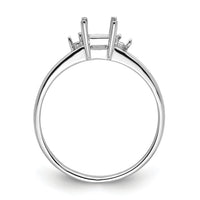 14k White Gold Diamond/6x4mm Emerald-cut Gemstone Ring Mounting-Y4762