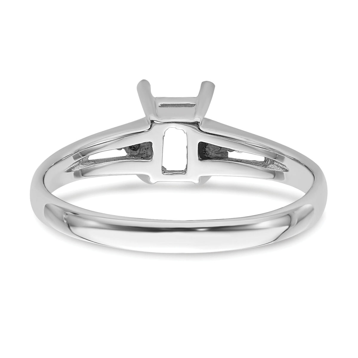 14k White Gold Diamond/6x4mm Emerald-cut Gemstone Ring Mounting-Y4762