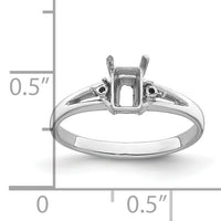 14k White Gold Diamond/6x4mm Emerald-cut Gemstone Ring Mounting-Y4762