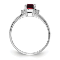14k White Gold 6x4mm Emerald Cut Garnet AA Diamond ring-Y4762GA/AA