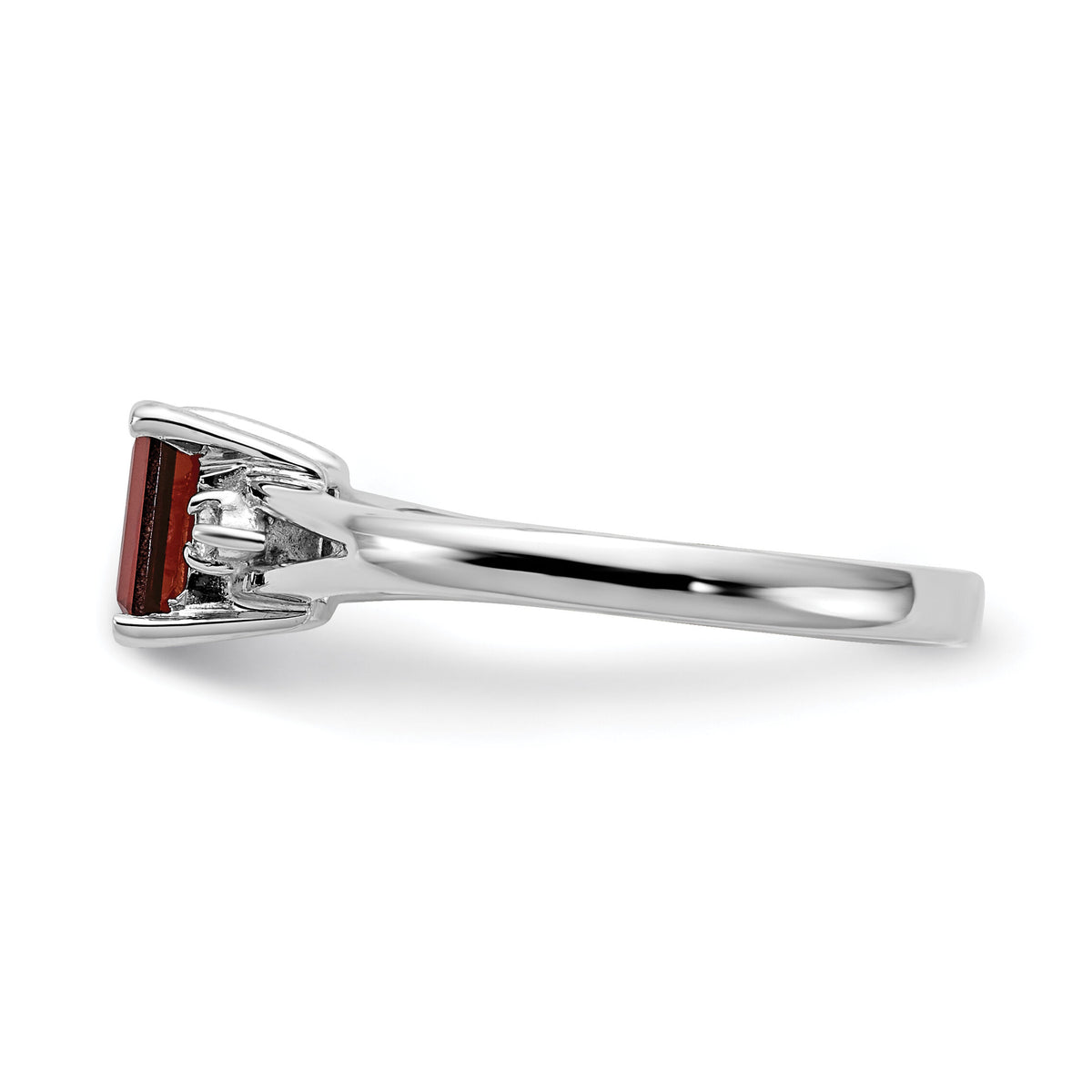 14k White Gold 6x4mm Emerald Cut Garnet AA Diamond ring-Y4762GA/AA