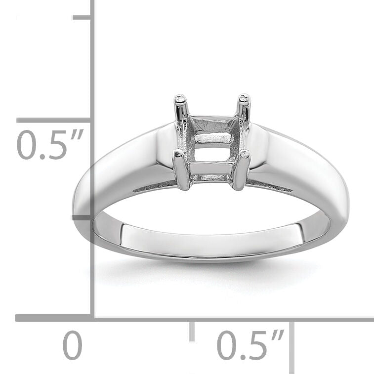 14k White Gold 4mm Princess Gemstone Ring Mounting-Y4780
