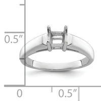 14k White Gold 4mm Princess Gemstone Ring Mounting-Y4780