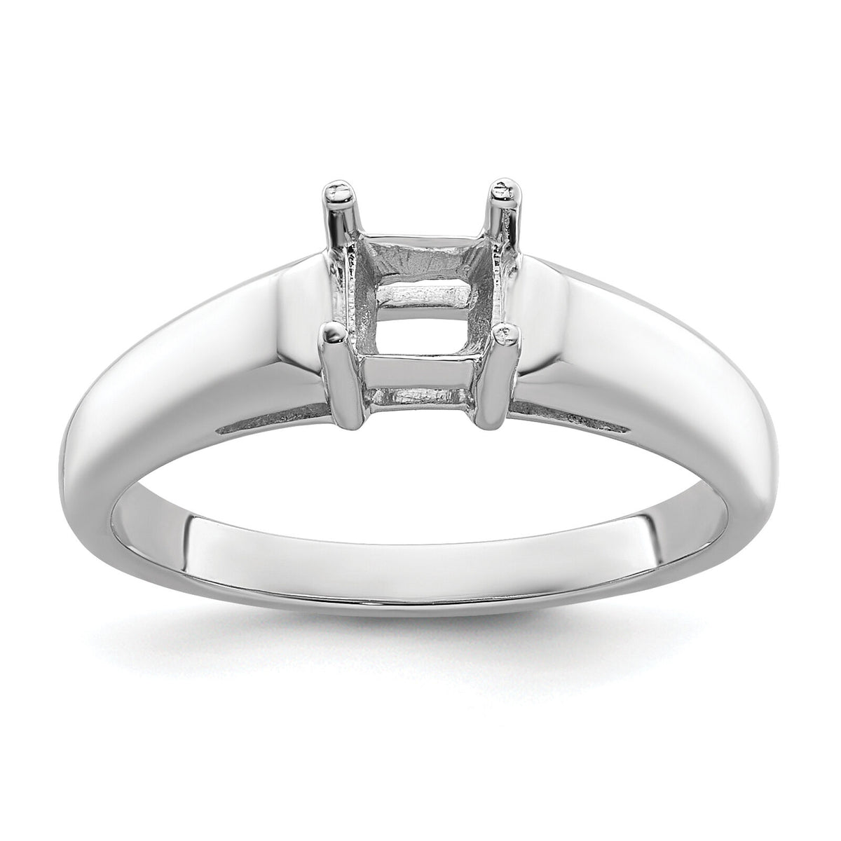 14k White Gold 4mm Princess Gemstone Ring Mounting-Y4780