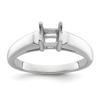 14k White Gold 4mm Princess Gemstone Ring Mounting-Y4780