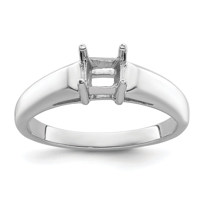 14k White Gold 4mm Princess Gemstone Ring Mounting-Y4780