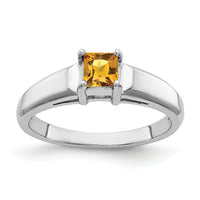 14k White Gold 4mm Princess Cut Citrine ring-Y4780CI