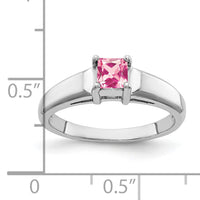 14k White Gold 4mm Princess Cut Pink Tourmaline Ring-Y4780PT