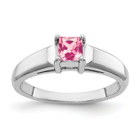 14k White Gold 4mm Princess Cut Pink Tourmaline Ring-Y4780PT