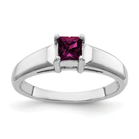 14k White Gold 4mm Princess Cut Rhodolite Garnet ring-Y4780RG