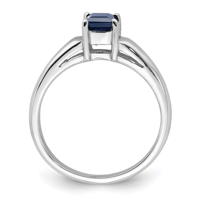 14k White Gold 4mm Princess Cut Sapphire ring-Y4780S