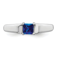 14k White Gold 4mm Princess Cut Sapphire ring-Y4780S