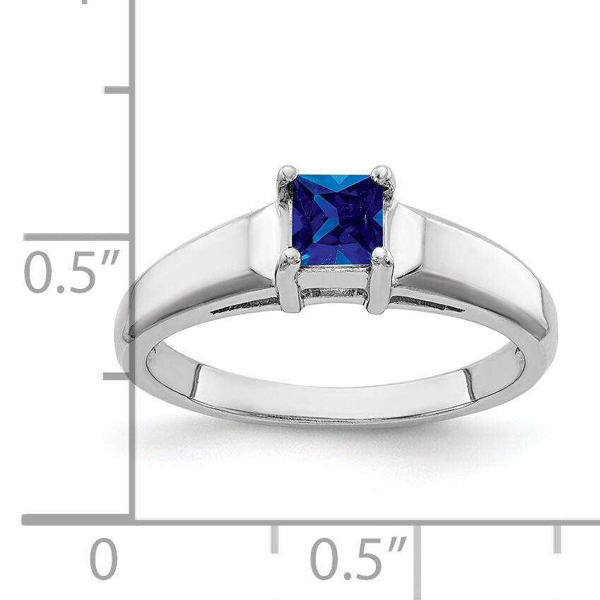 14k White Gold 4mm Princess Cut Sapphire ring-Y4780S
