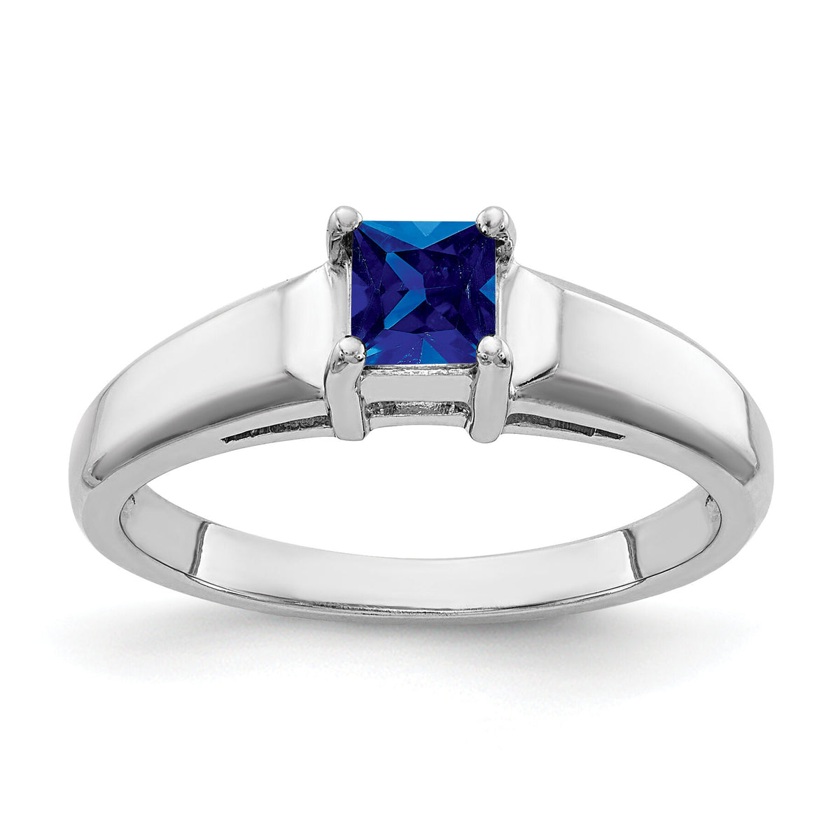 14k White Gold 4mm Princess Cut Sapphire ring-Y4780S
