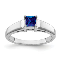 14k White Gold 4mm Princess Cut Sapphire ring-Y4780S