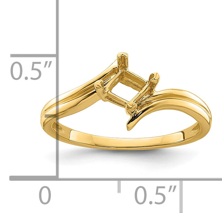14k 4mm Princess Gemstone Ring Mounting-Y4781
