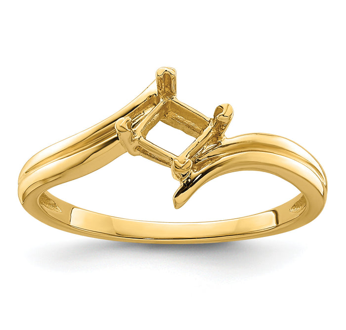 14k 4mm Princess Gemstone Ring Mounting-Y4781