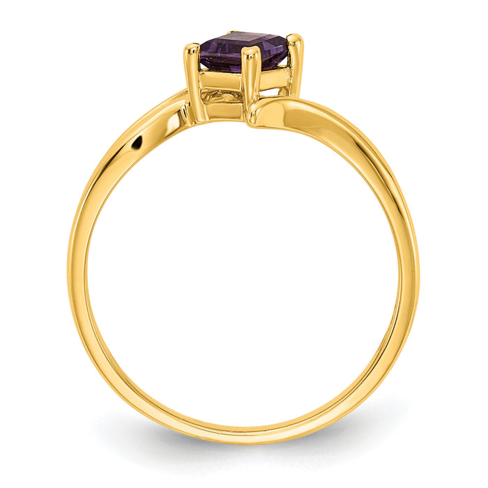 14k 4mm Princess Cut Amethyst ring-Y4781AM