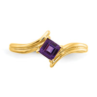 14k 4mm Princess Cut Amethyst ring-Y4781AM