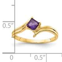 14k 4mm Princess Cut Amethyst ring-Y4781AM