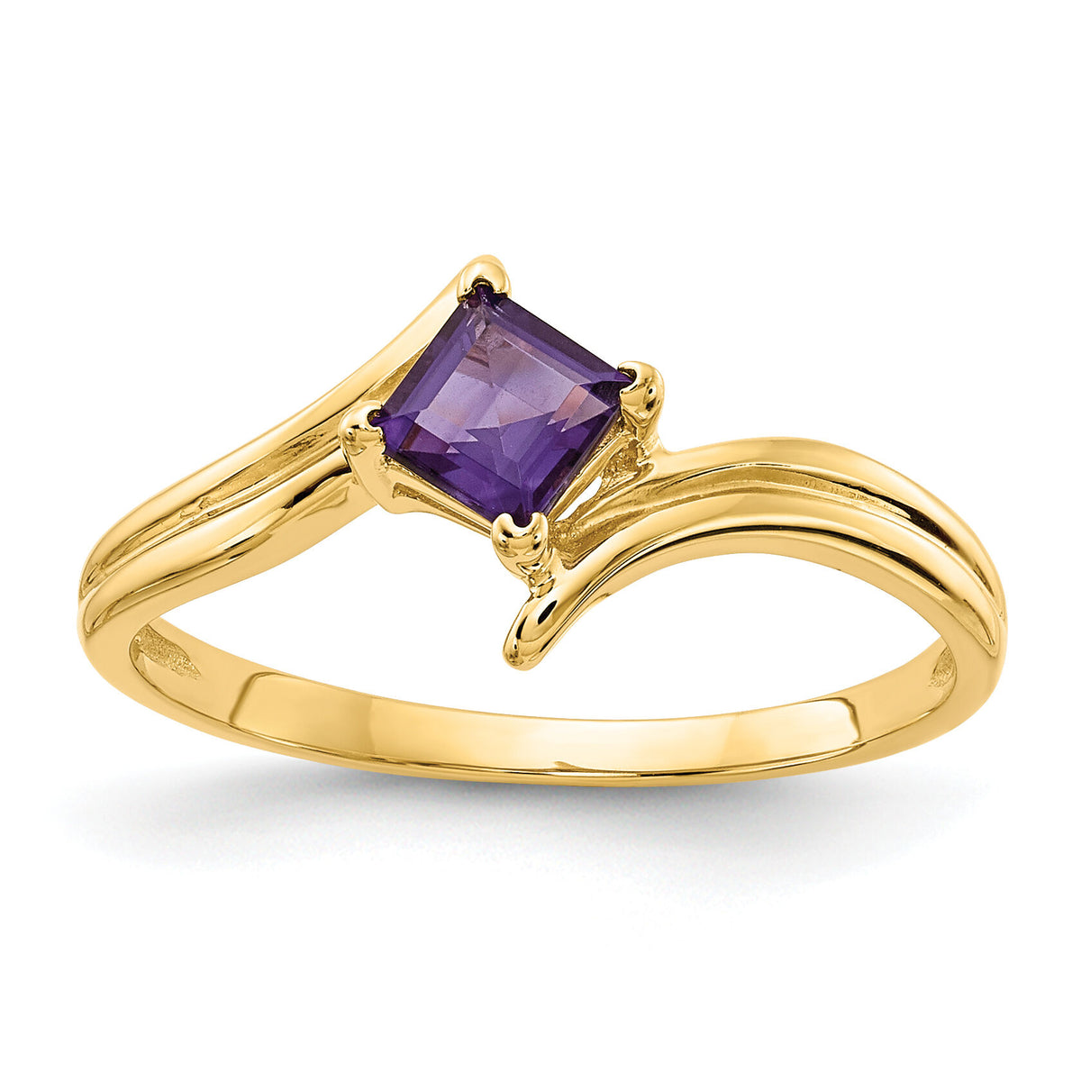 14k 4mm Princess Cut Amethyst ring-Y4781AM