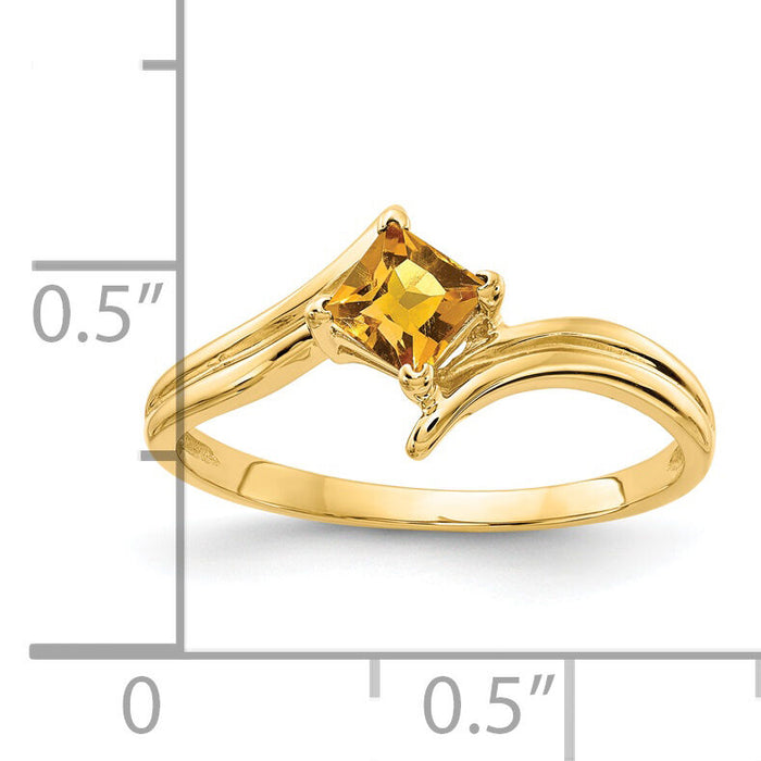 14k 4mm Princess Cut Citrine ring-Y4781CI