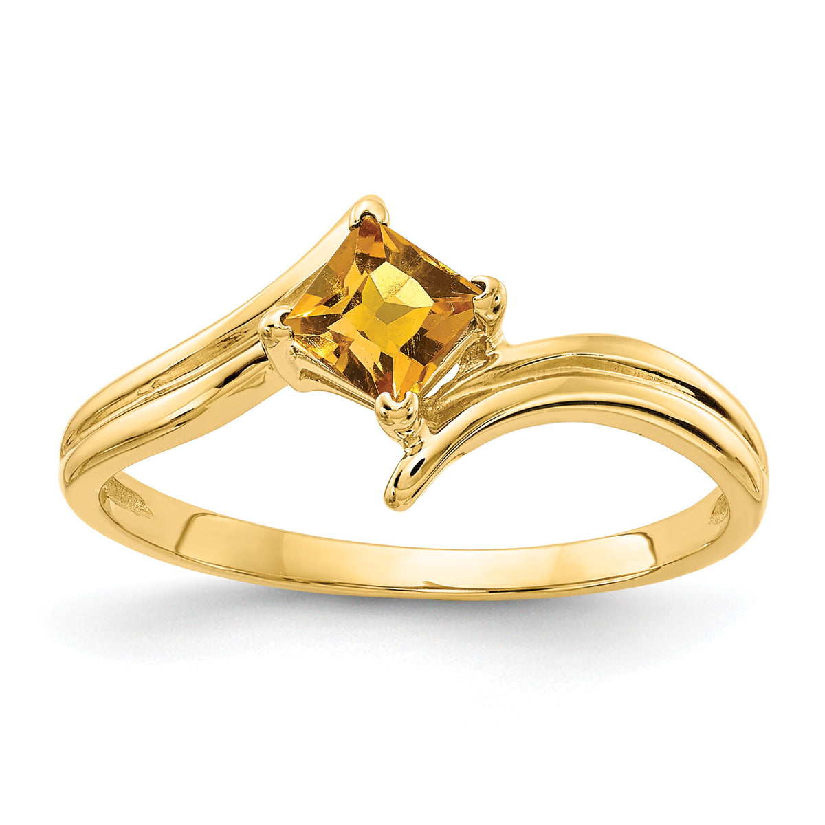 14k 4mm Princess Cut Citrine ring-Y4781CI