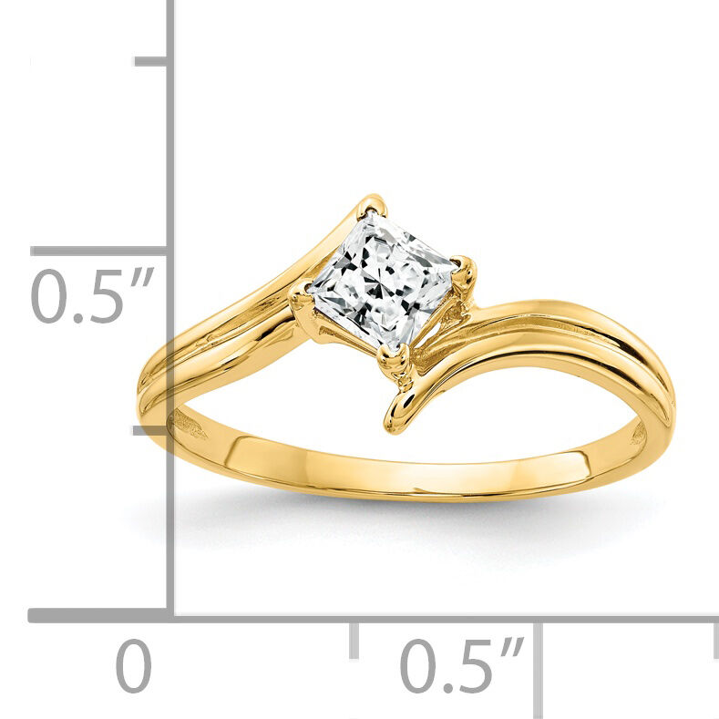 14k 4mm Princess Cut Cubic Zirconia ring-Y4781CZ