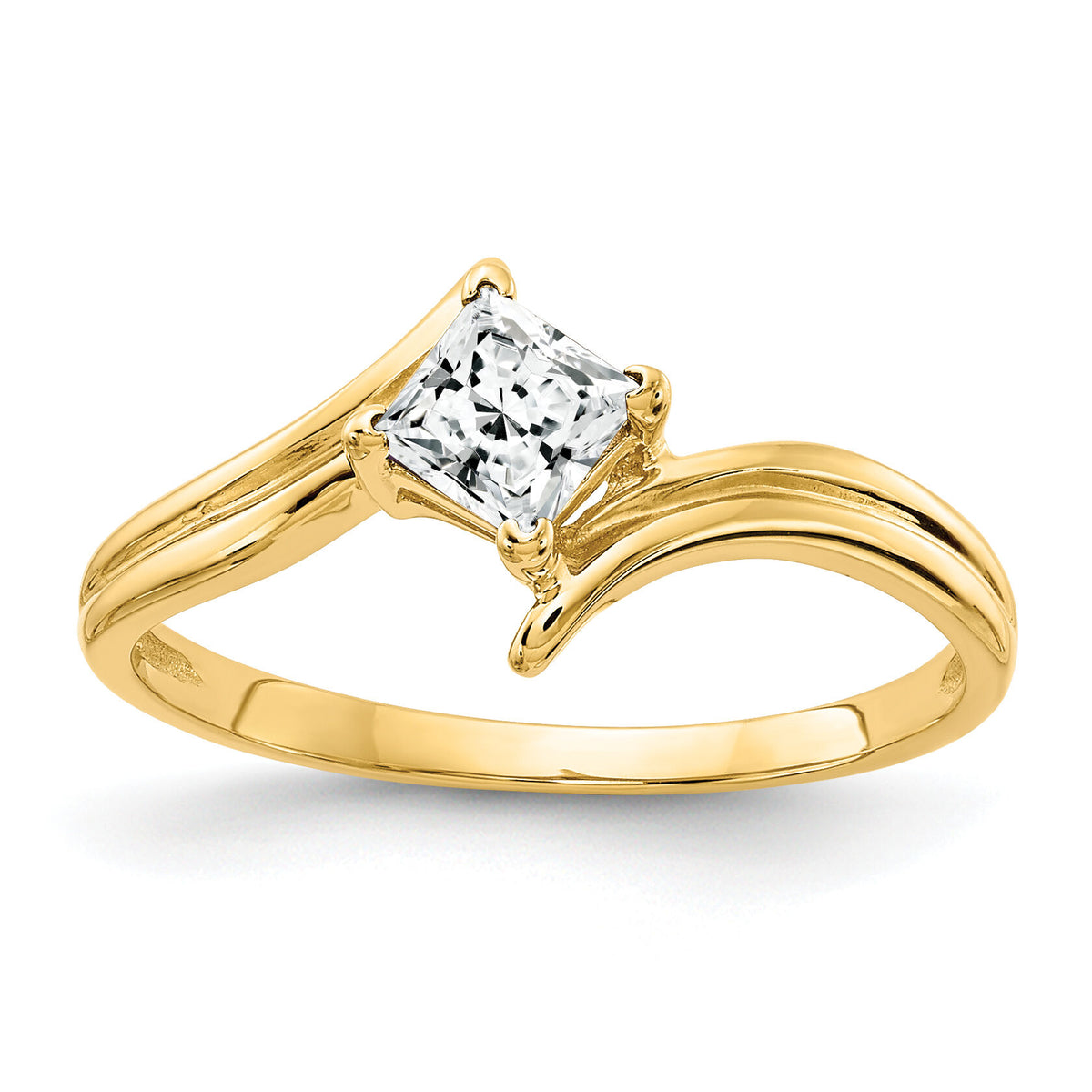 14k 4mm Princess Cut Cubic Zirconia ring-Y4781CZ