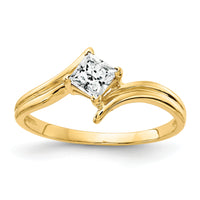 14k 4mm Princess Cut Cubic Zirconia ring-Y4781CZ