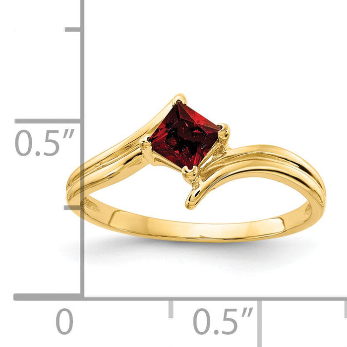 14k 4mm Princess Cut Garnet ring-Y4781GA