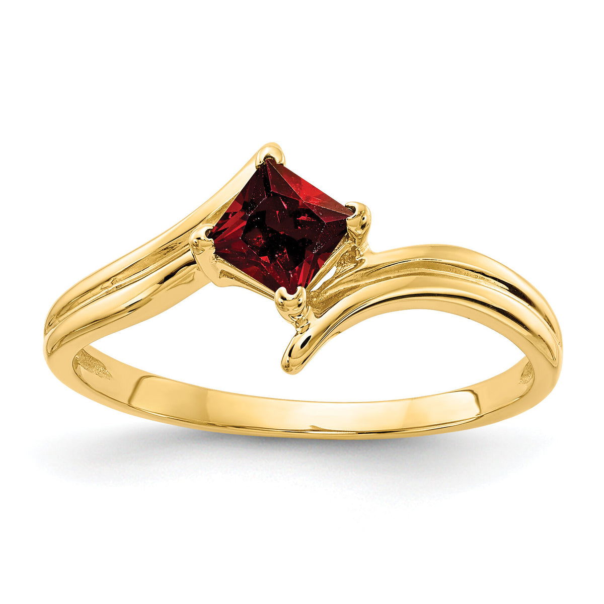 14k 4mm Princess Cut Garnet ring-Y4781GA