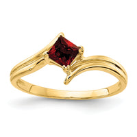 14k 4mm Princess Cut Garnet ring-Y4781GA